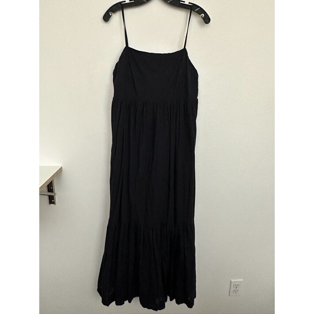 Abercrombie Tiered Low Back Maxi Dress Black Strappy Women's Large Petite LP - Picture 3 of 10
